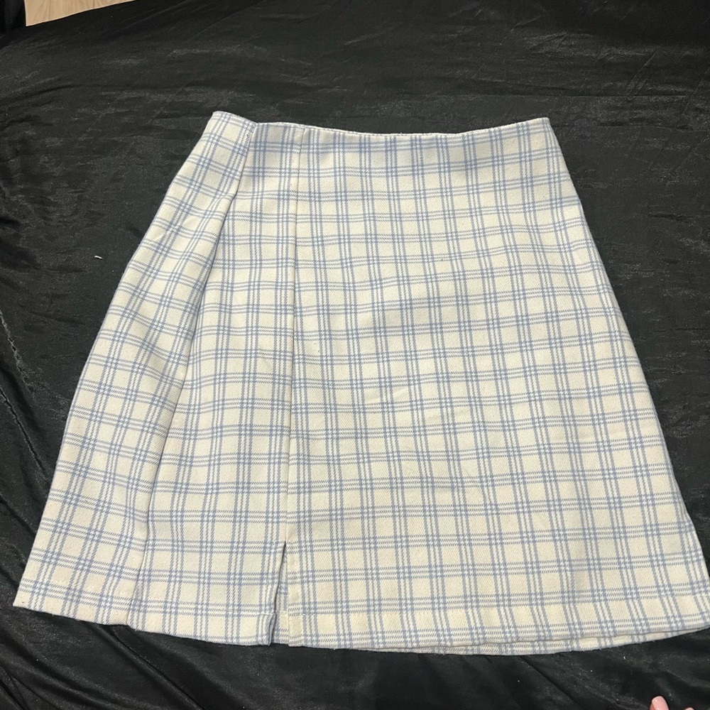 Brandt melville Plaid A-Line Skirt in Blue and Cream